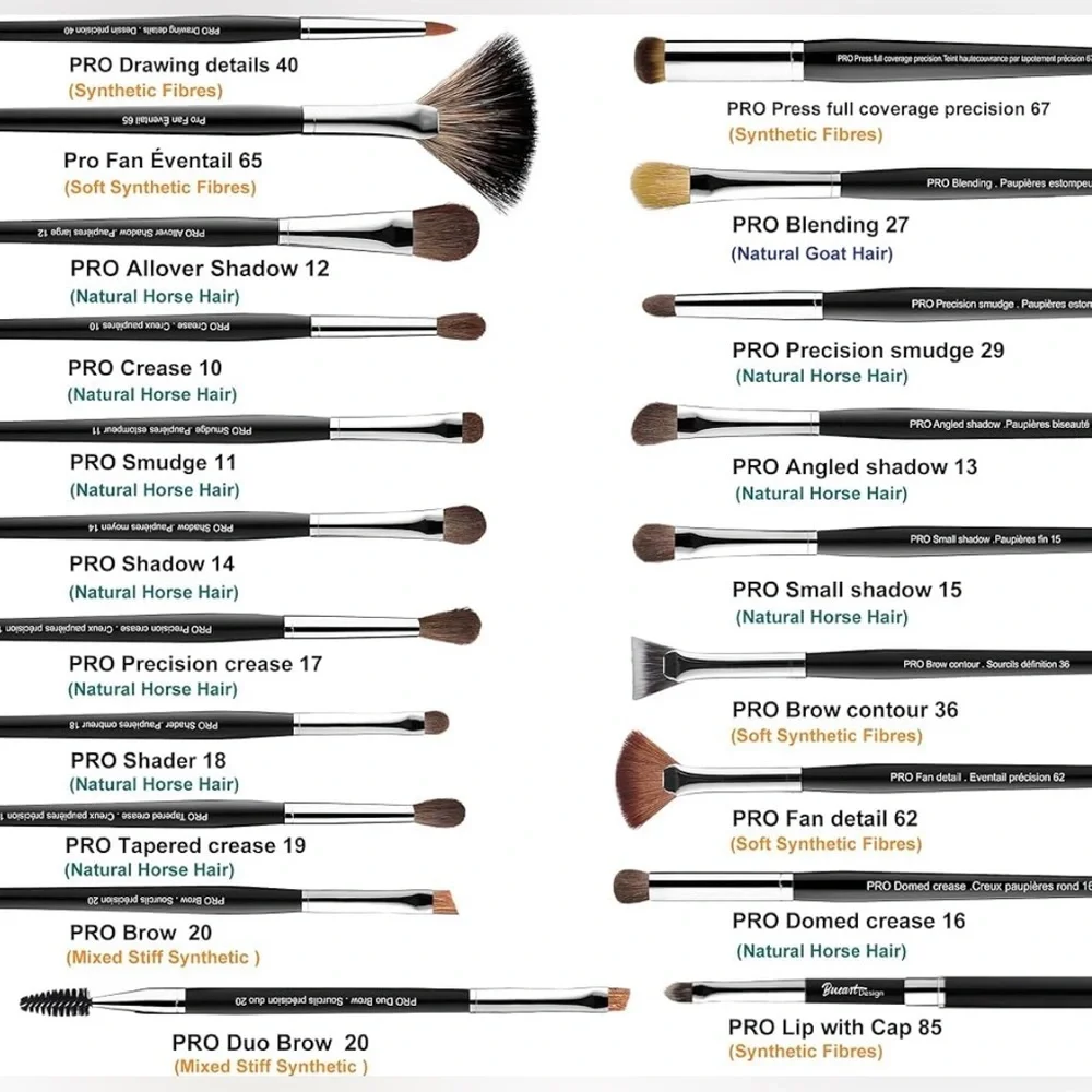 Bueart Design 36 Piece PRO Grade Pony Goat Synthetic Makeup Brush Set & Holder